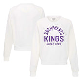 White Sacramento Kings Sportiqe Women's Ashlyn Super Soft Raglan Pullover Sweatshirt | NBA