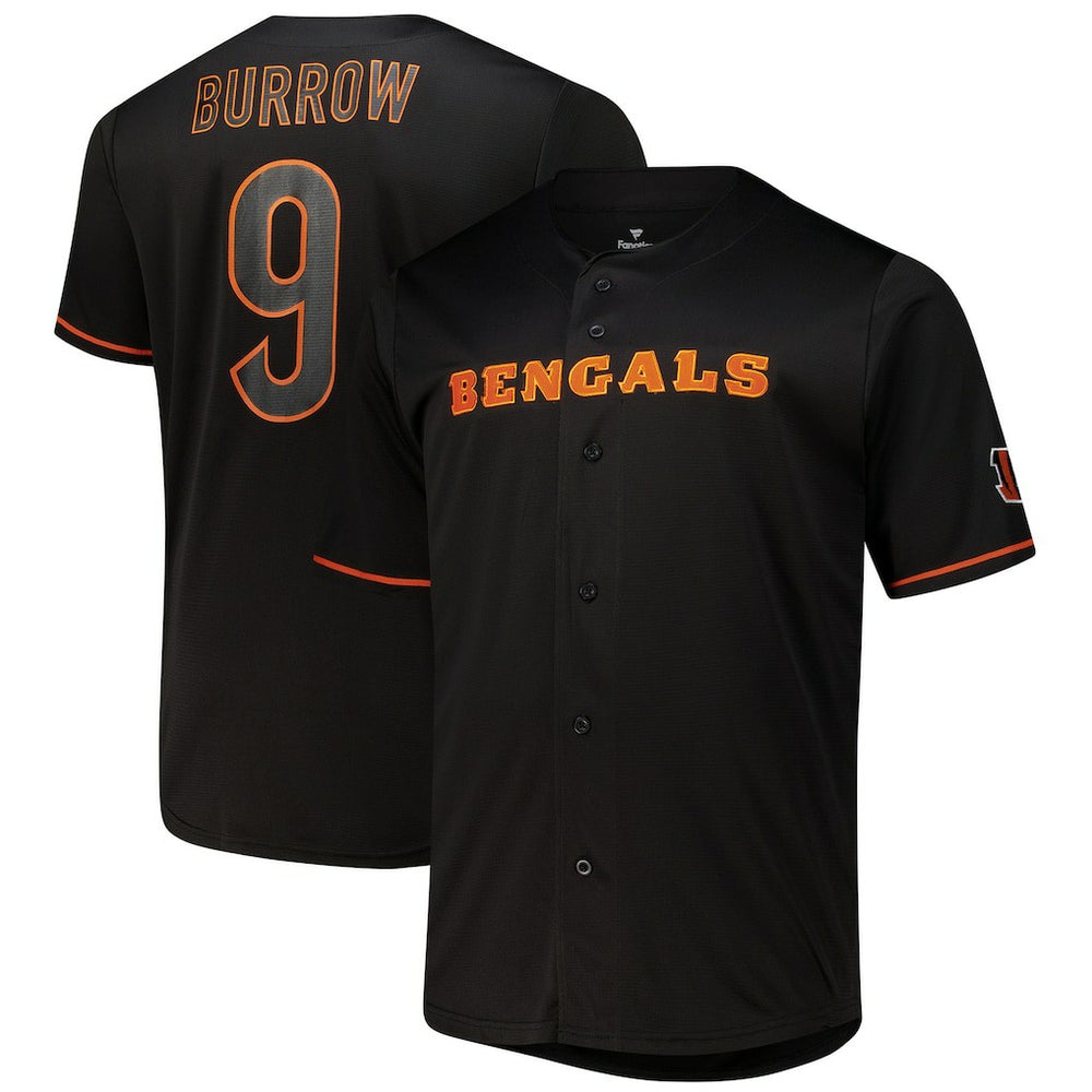 Cincinnati Bengals Joe Burrow Big & Tall Baseball Button-Up Shirt | NFL Outlet
