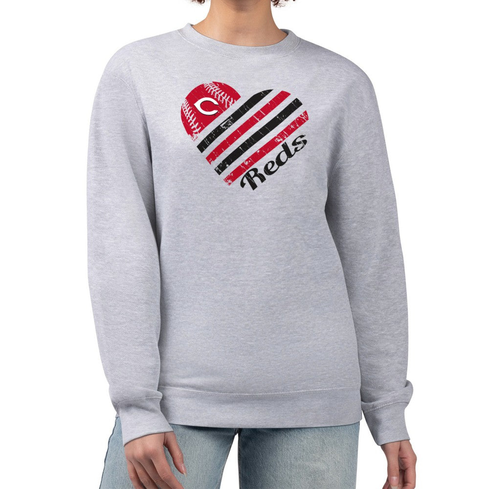 Cincinnati Reds G-III 4Her by Carl Banks Women's Heart Logo Fleece Pullover Sweatshirt - MLB Pullover