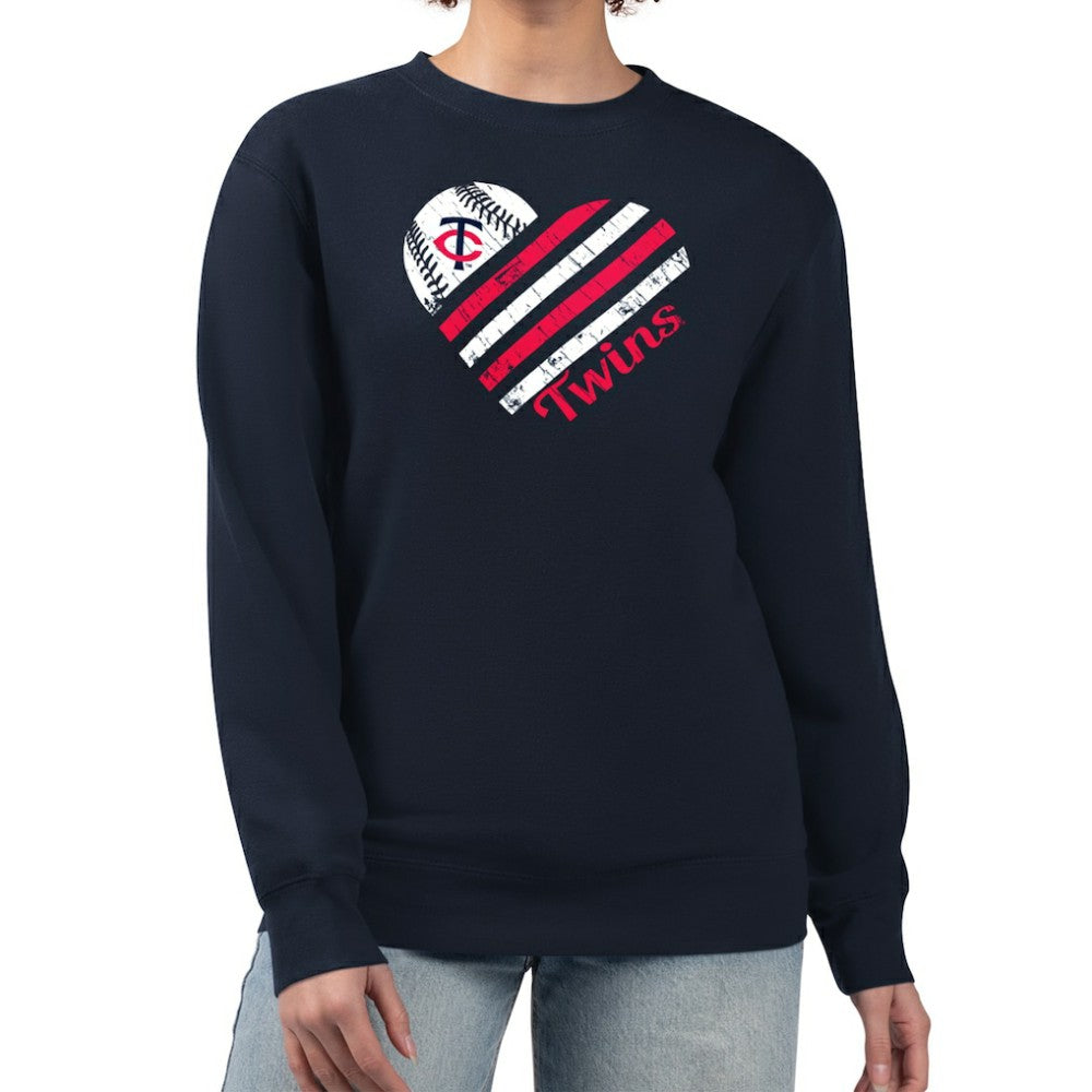 Minnesota Twins G-III 4Her by Carl Banks Women's Heart Logo Fleece Pullover Sweatshirt - MLB Pullover