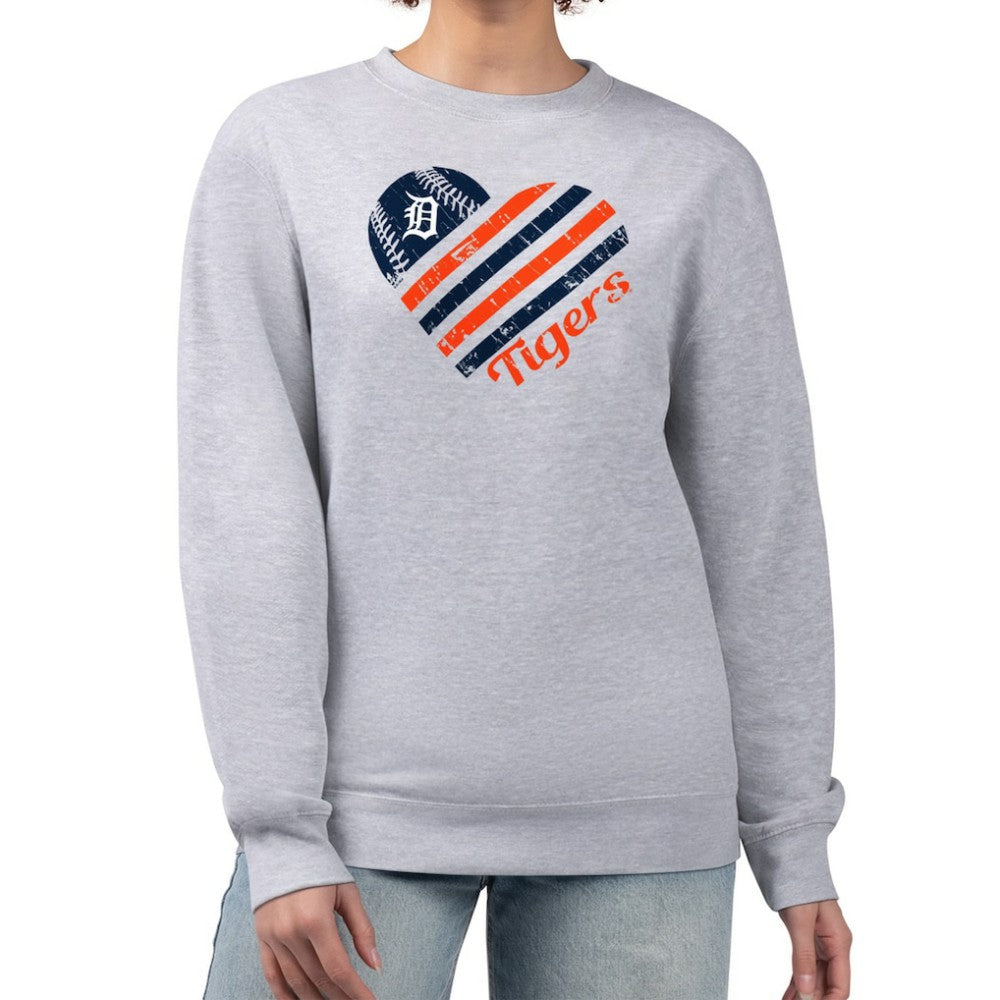 Detroit Tigers G-III 4Her by Carl Banks Women's Heart Logo Fleece Pullover Sweatshirt - MLB Pullover