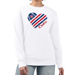 Chicago Cubs G-III 4Her by Carl Banks Women's Heart Logo Fleece Pullover Sweatshirt - MLB Pullover