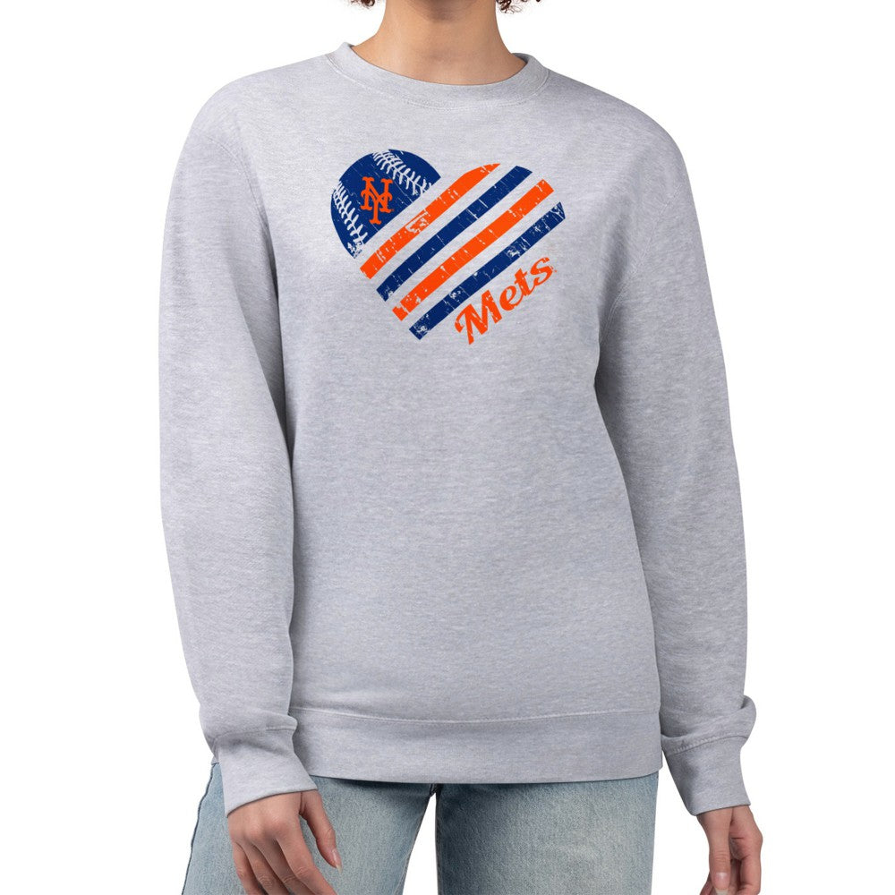 New York Mets G-III 4Her by Carl Banks Women's Heart Logo Fleece Pullover Sweatshirt - MLB Pullover