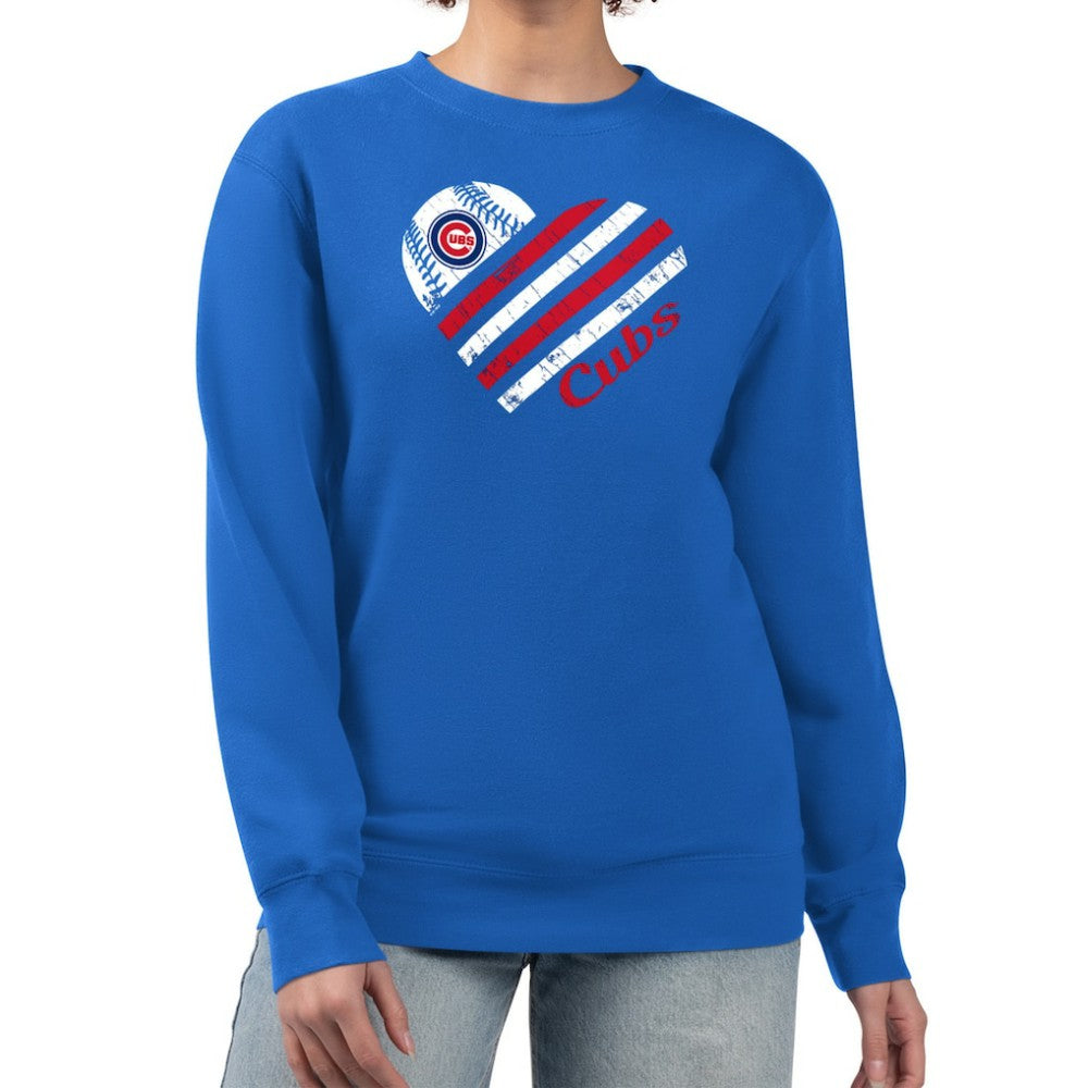 Chicago Cubs G-III 4Her by Carl Banks Women's Heart Logo Fleece Pullover Sweatshirt - MLB Pullover
