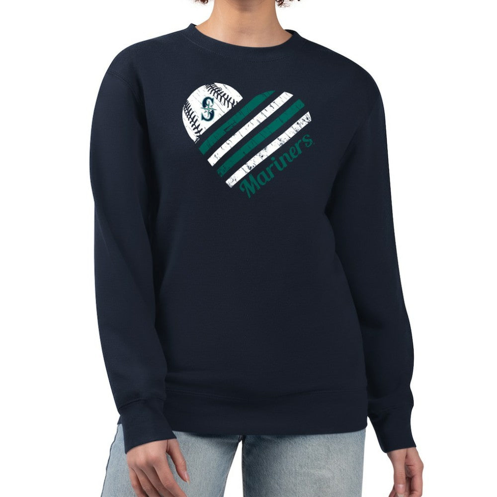 Seattle Mariners G-III 4Her by Carl Banks Women's Heart Logo Fleece Pullover Sweatshirt - MLB Pullover