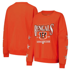 Cincinnati Bengals Gameday Couture Women's Rhinestone Star Sleeve Settle the Score Oversized Pullover Sweatshirt | NFL Sale