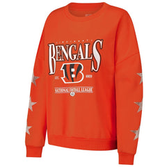 Cincinnati Bengals Gameday Couture Women's Rhinestone Star Sleeve Settle the Score Oversized Pullover Sweatshirt | NFL Sale