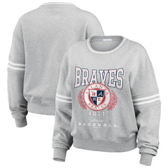 Atlanta Braves WEAR by Erin Andrews Women's Domestic Crest Pullover Sweatshirt - MLB Pullover