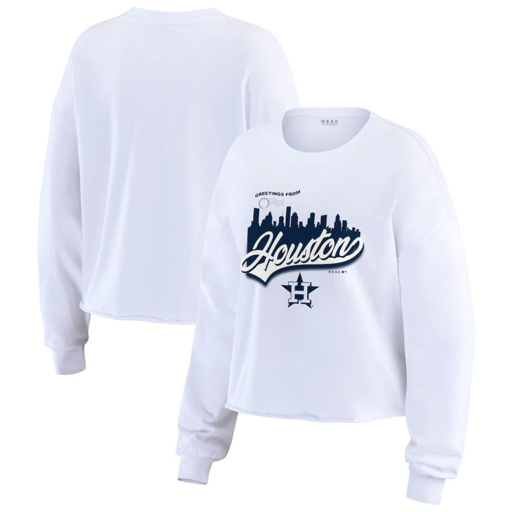 Houston Astros WEAR by Erin Andrews Women's Domestic Postcard Long Sleeve T-Shirt - MLB T-shirts