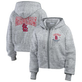 St. Louis Cardinals WEAR by Erin Andrews Women's Speckled Fleece Cropped Full-Zip Hoodie - MLB Hoodies