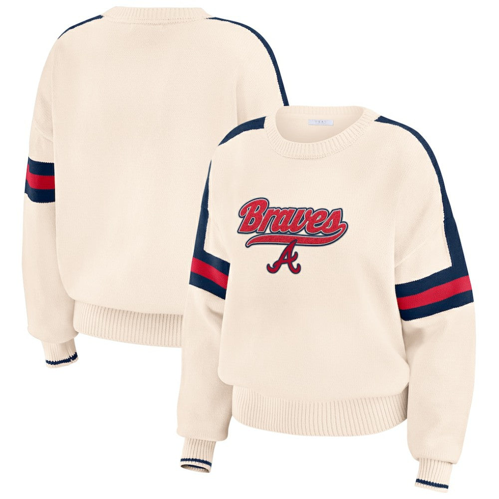 Atlanta Braves WEAR by Erin Andrews Women's Stripe Pullover Sweater - MLB Pullover
