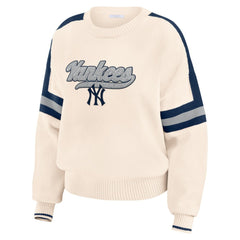 New York Yankees WEAR by Erin Andrews Women's Stripe Pullover Sweater - MLB Pullover