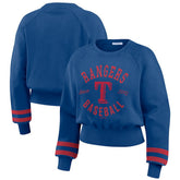 Texas Rangers WEAR by Erin Andrews Women's Vintage Washed Cropped Pullover Sweatshirt - MLB Pullover
