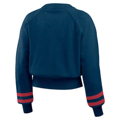 Atlanta Braves WEAR by Erin Andrews Women's Vintage Washed Cropped Pullover Sweatshirt - MLB Pullover