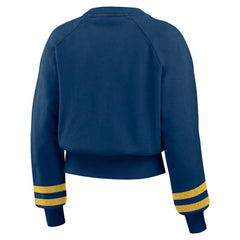 Milwaukee Brewers WEAR by Erin Andrews Women's Vintage Washed Cropped Pullover Sweatshirt - MLB Pullover