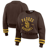 San Diego Padres WEAR by Erin Andrews Women's Vintage Washed Cropped Pullover Sweatshirt - MLB Pullover