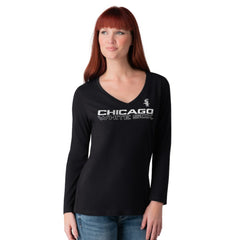 Chicago White Sox G-III 4Her by Carl Banks Women's Post Season Long Sleeve V-Neck T-Shirt - MLB T-shirts