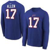 Buffalo Bills Josh Allen Youth Player Name & Number Long Sleeve T-Shirt | NFL Outlet
