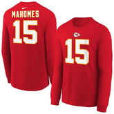 Kansas City Chiefs Patrick Mahomes Youth Player Name & Number Long Sleeve T-Shirt | NFL US