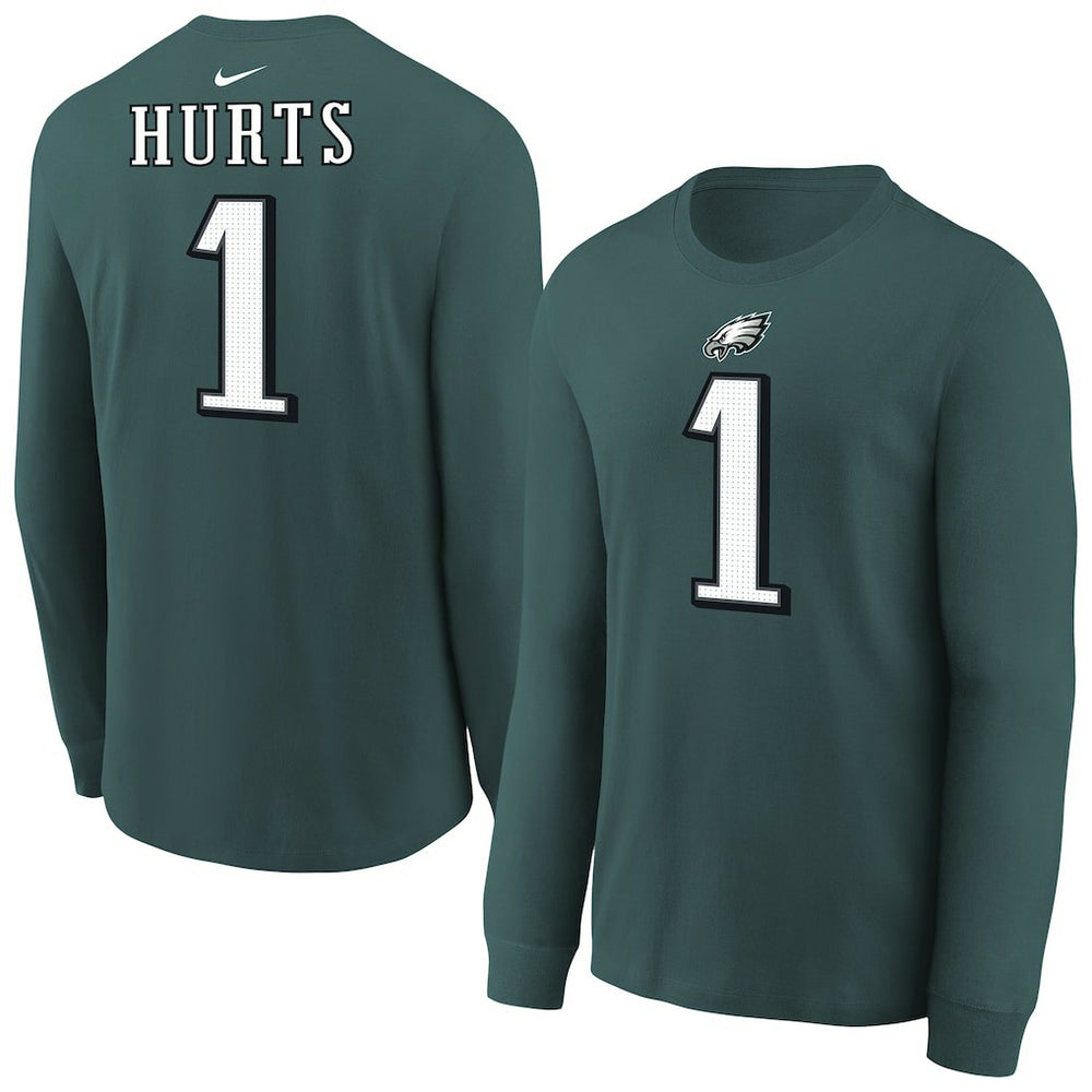 Philadelphia Eagles Jalen Hurts Youth Player Name & Number Long Sleeve T-Shirt | NFL Online