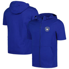 Milwaukee Brewers Levelwear Recruit Short Sleeve Full-Zip Hoodie - MLB Hoodies