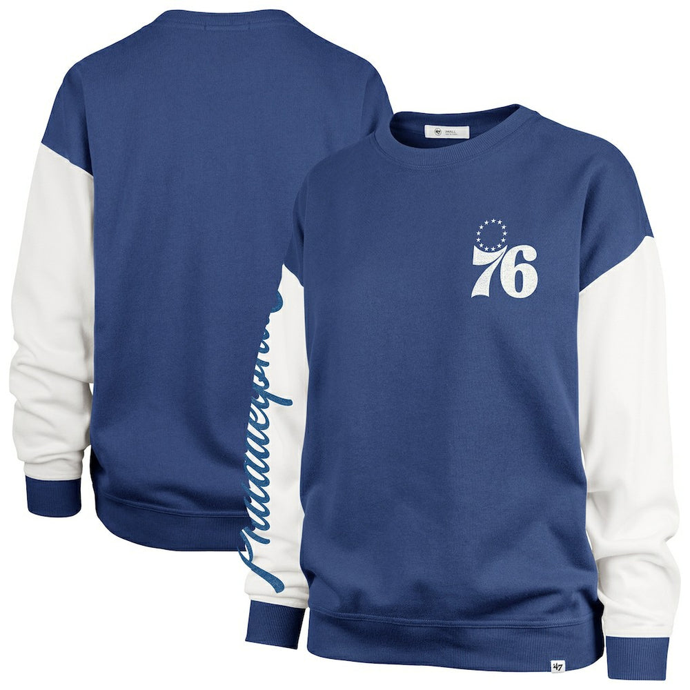 Royal Philadelphia 76ers '47 Women's Plus Size Oversized Rise Andie Pullover Sweatshirt | NBA