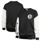 Black Brooklyn Nets '47 Women's Rise Andie Oversized Pullover Sweatshirt | NBA