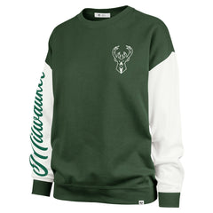 Hunter Green Milwaukee Bucks '47 Women's Rise Andie Oversized Pullover Sweatshirt | NBA
