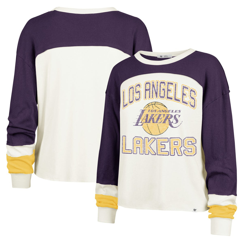 Cream Los Angeles Lakers '47 Women's Curve Raglan Long Sleeve T-Shirt | NBA