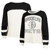 Cream Brooklyn Nets '47 Women's Curve Raglan Long Sleeve T-Shirt | NBA