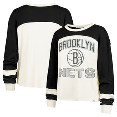 Cream Brooklyn Nets '47 Women's Curve Raglan Long Sleeve T-Shirt | NBA