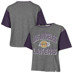 Gray Los Angeles Lakers '47 Women's Rise Clubhouse Ziggy Color Block T-Shirt | NBA