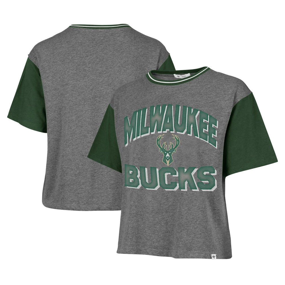 Gray Milwaukee Bucks '47 Women's Rise Clubhouse Ziggy Color Block T-Shirt | NBA
