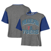 Gray Philadelphia 76ers '47 Women's Rise Clubhouse Ziggy Color Block T-Shirt | NBA