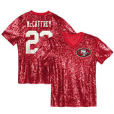 San Francisco 49ers Christian McCaffrey Women's Player Name & Number V-Neck Fashion Jersey | NFL Discount