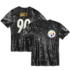 Pittsburgh Steelers T.J. Watt Women's Player Name & Number V-Neck Fashion Jersey | NFL Discount