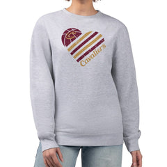 Heather Gray Cleveland Cavaliers G-III 4Her by Carl Banks Women's Heart Graphic Fleece Pullover Sweatshirt sale | NBA