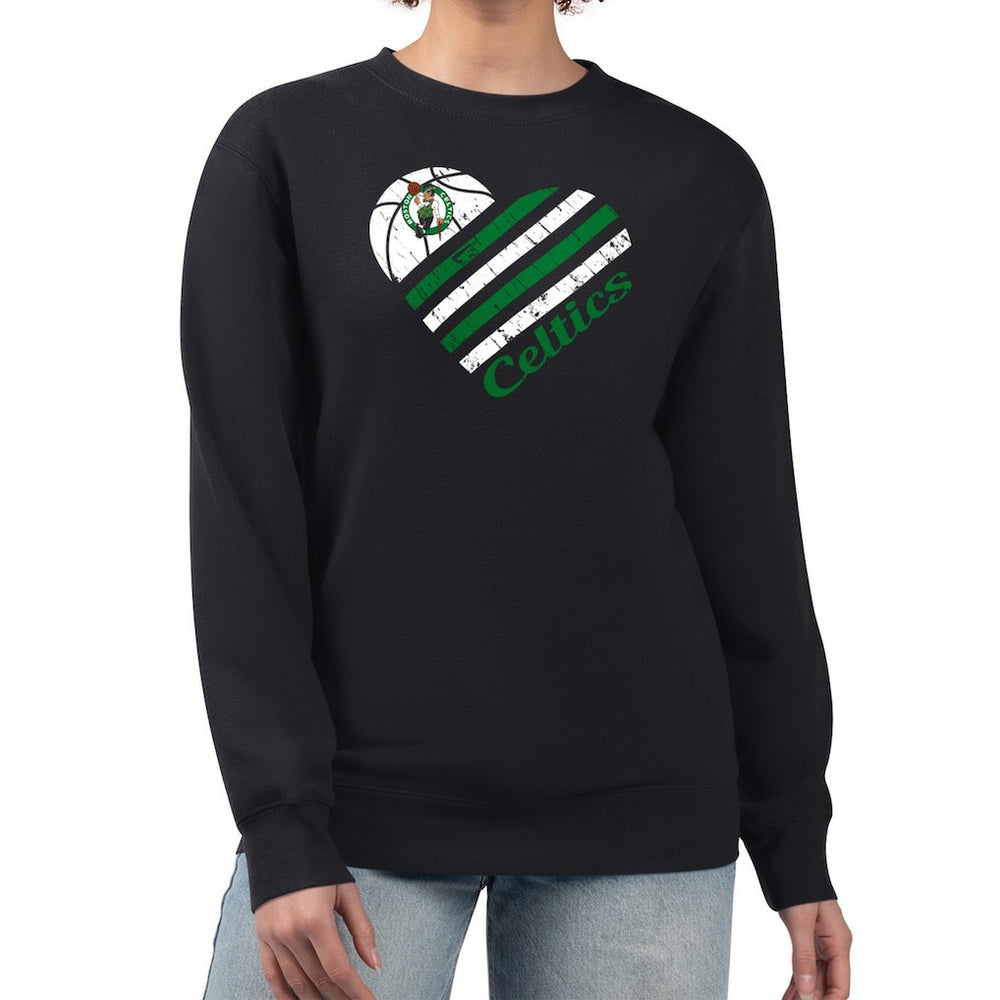 Black Boston Celtics G-III 4Her by Carl Banks Women's Heart Graphic Fleece Pullover Sweatshirt | NBA