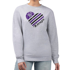 Heather Gray Sacramento Kings G-III 4Her by Carl Banks Women's Heart Graphic Fleece Pullover Sweatshirt | NBA