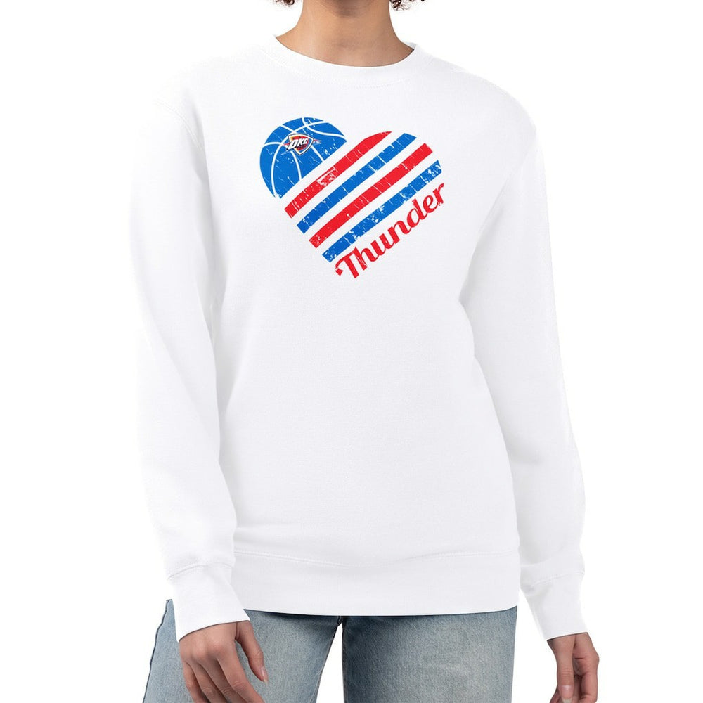 White Oklahoma City Thunder G-III 4Her by Carl Banks Women's Heart Graphic Fleece Pullover Sweatshirt | NBA