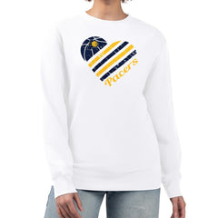White Indiana Pacers G-III 4Her by Carl Banks Women's Heart Graphic Fleece Pullover Sweatshirt | NBA