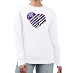 White Sacramento Kings G-III 4Her by Carl Banks Women's Heart Graphic Fleece Pullover Sweatshirt | NBA