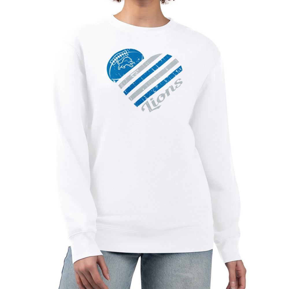 Detroit Lions G-III 4Her by Carl Banks Women's Heart Graphic Fleece Pullover Sweatshirt | NFL New