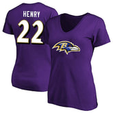 Baltimore Ravens Derrick Henry Women's Plus Size Fair Catch Name & Number Scoop Neck T-Shirt | NFL Outlet