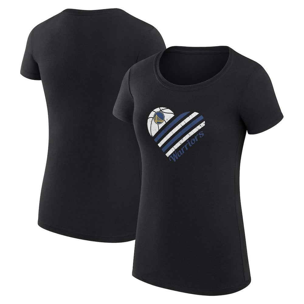 Black Golden State Warriors G-III 4Her by Carl Banks Women's Super-Slim Fit Lightweight Heart T-Shirt sale | NBA