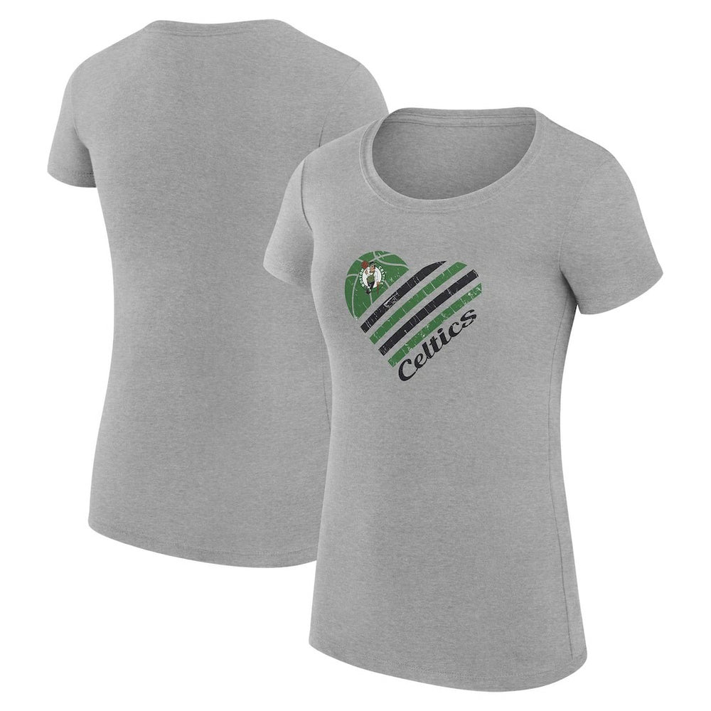 Heather Gray Boston Celtics G-III 4Her by Carl Banks Women's Super-Slim Fit Lightweight Heart T-Shirt | NBA