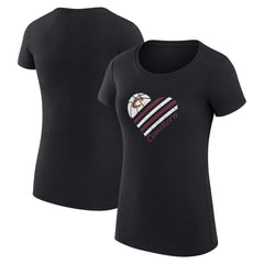 Black Cleveland Cavaliers G-III 4Her by Carl Banks Women's Super-Slim Fit Lightweight Heart T-Shirt sale | NBA