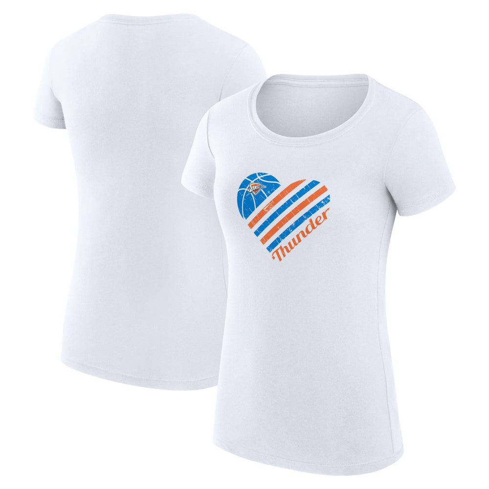 White Oklahoma City Thunder G-III 4Her by Carl Banks Women's Super-Slim Fit Lightweight Heart T-Shirt | NBA