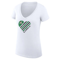 White Boston Celtics G-III 4Her by Carl Banks Women's Super-Slim Fit Lightweight Heart V-Neck T-Shirt | NBA