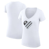 White Brooklyn Nets G-III 4Her by Carl Banks Women's Super-Slim Fit Lightweight Heart V-Neck T-Shirt | NBA